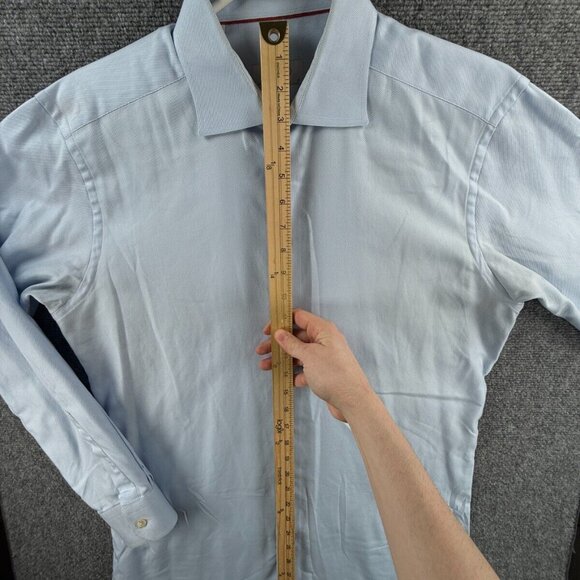 Eton Slim 17 Blue Twill Button Up Dress Shirt Men Cotton Long Sleeve Designer ** - Picture 3 of 16